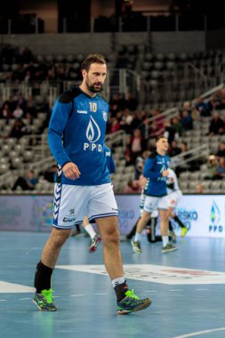 Zagreb, Hırvatistan - 25 Şubat 2016: Ehf Şampiyonlar Ligi PD Zagreb 'e karşı Ifk Kristianstad. Vori Igor (10)