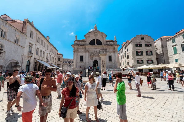 Dubrovnik Kroatië Juli 2016 Zomer Scène Van Hoofdstraat Stradun Placa — Stockfoto