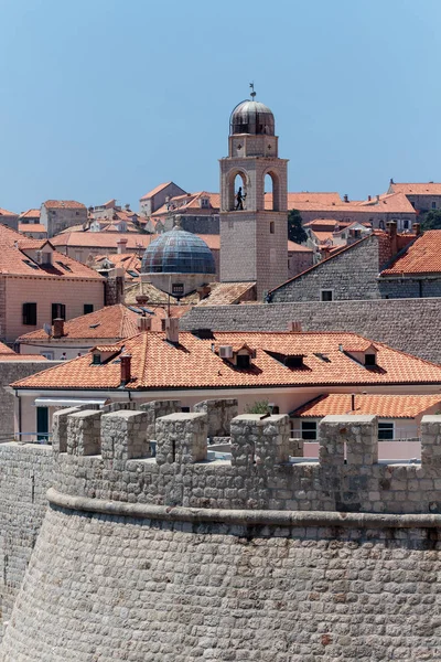 Techos Campanario Del Casco Antiguo Dubrovnik — Foto de Stock