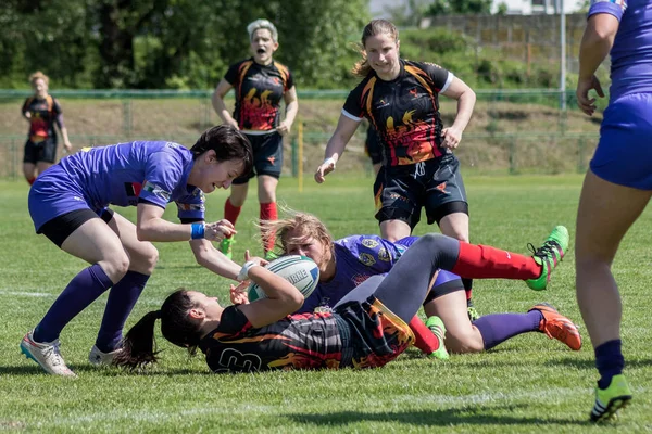 Zagreb Croatia May 2017 Zagreb Rugby Tournament Rugby Players Fell — Stock Photo, Image