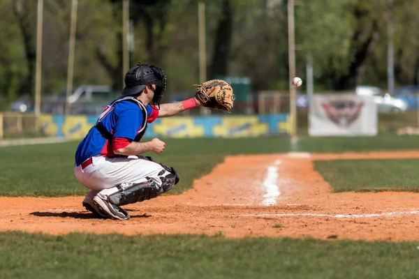 Zagreb Croatia Abril 2017 Baseball Match Baseball Club Zagreb Basebal — Fotografia de Stock