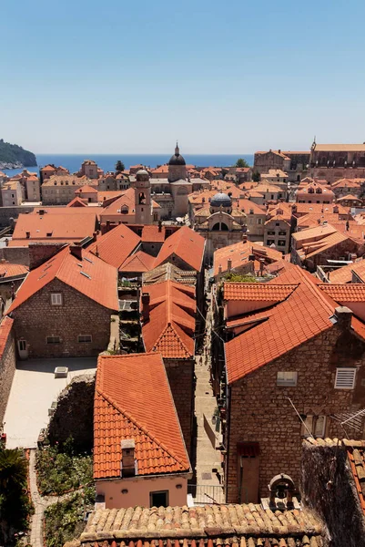 Escena Verano Del Casco Antiguo Dubrovnik Iglesia Blaise Catedral Vistas — Foto de Stock