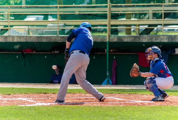 Zagreb Croatia Maio 2016 Baseball Match Baseball Club Zagreb Aeros — Fotografia de Stock