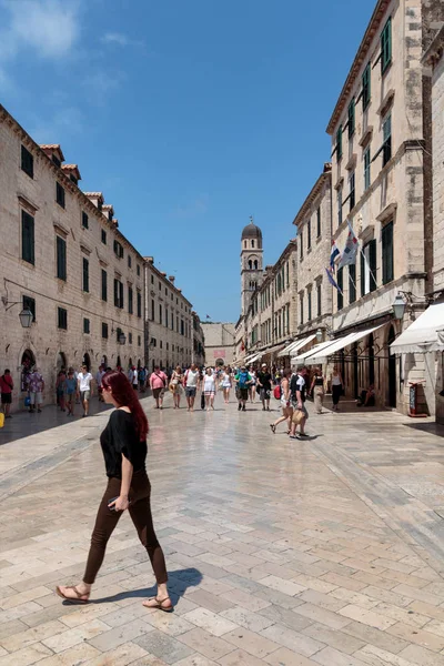 Dubrovnik Croacia Julio 2016 Escena Verano Calle Principal Stradun Placa — Foto de Stock