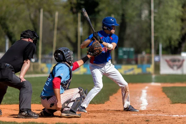 Zagreb Croazia Aprile 2017 Partita Baseball Baseball Club Zagabria Basebal — Foto Stock