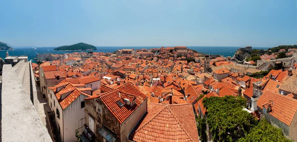 Zomer Scène Van Oude Stad Van Dubrovnik Gezien Vanaf Muur — Stockfoto