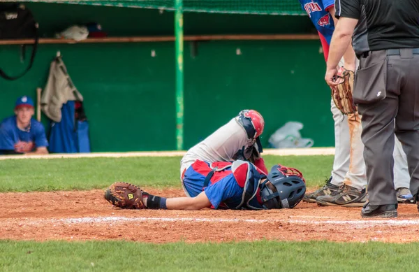 Zagreb Croatia Maio 2016 Baseball Match Baseball Club Zagreb Aeros — Fotografia de Stock