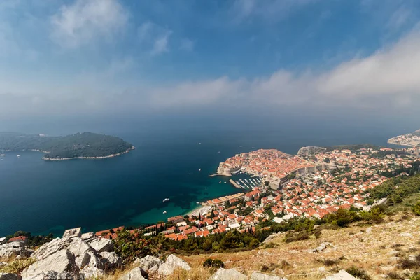 Oude Stad Van Dubrovnik Uitzicht Vanaf Srdj — Stockfoto