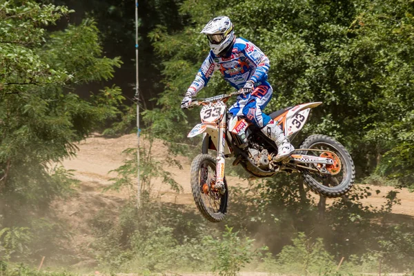 Zagreb Croatia July 2017 Croatian Motocross Championship Motocross Racer Jumps — 스톡 사진