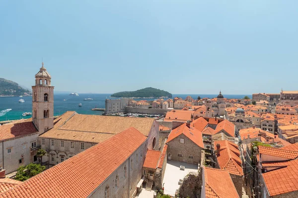 Zomer Scène Van Oude Stad Van Dubrovnik Gezien Vanaf Muur — Stockfoto