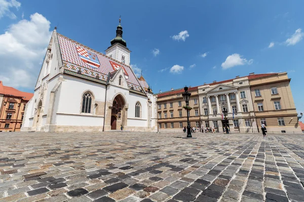 Zagreb Croazia Maggio 2016 Piazza San Marco Chiesa San Marco — Foto Stock