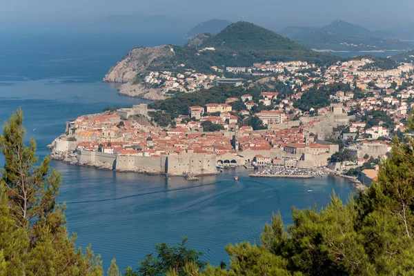 Oude Binnenstad Van Dubrovnik Kroatië Vanuit Het Hoge Uitkijkpunt — Stockfoto