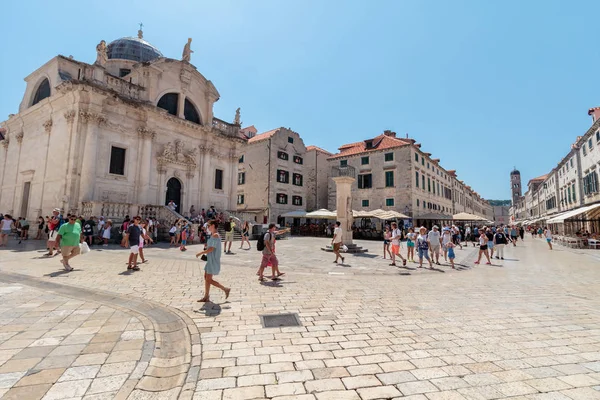 Dubrovnik Kroatië Juli 2016 Zomer Scène Van Hoofdstraat Stradun Placa — Stockfoto