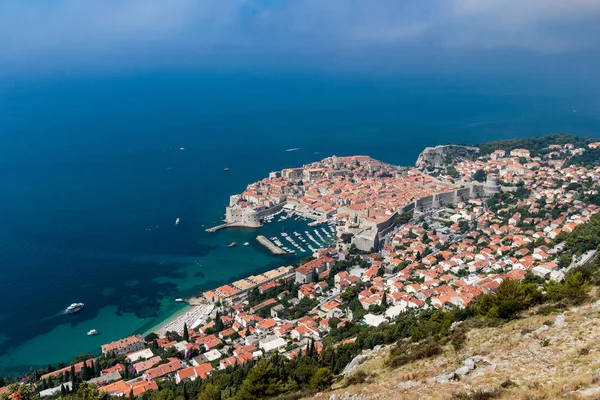 Oude Stad Van Dubrovnik Uitzicht Vanaf Srdj — Stockfoto