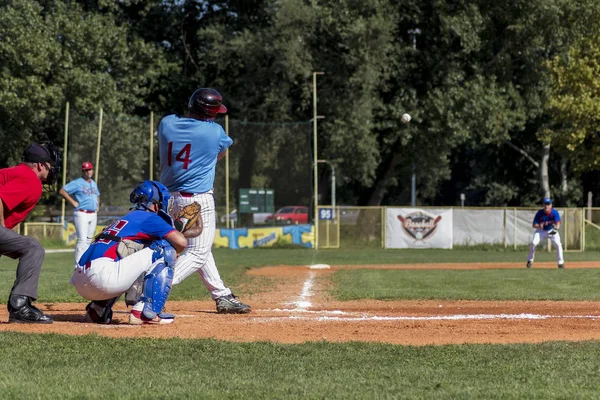 Zagreb Croazia Settembre 2015 Partita Baseball Baseball Club Zagabria Baseball — Foto Stock