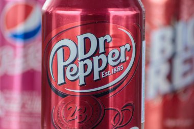 ZAGREB, CROATIA - NOVEMBER 14, 2015: Dr Pepper is a carbonated soft drink marketed as having a unique flavor. The drink was created in the 1880s by Charles Alderton in Waco, Texas and first served around 1885. clipart