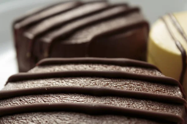 Chocolate Vanilla Mousse Cake Close — Stock Photo, Image