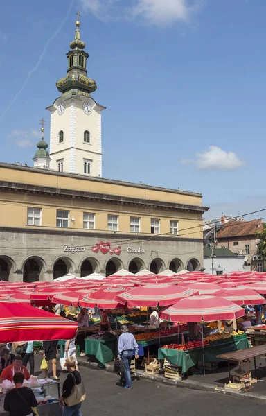 Zagreb Croatia August 2015 Customers Sellers Dolac Famous Open Air — Stockfoto