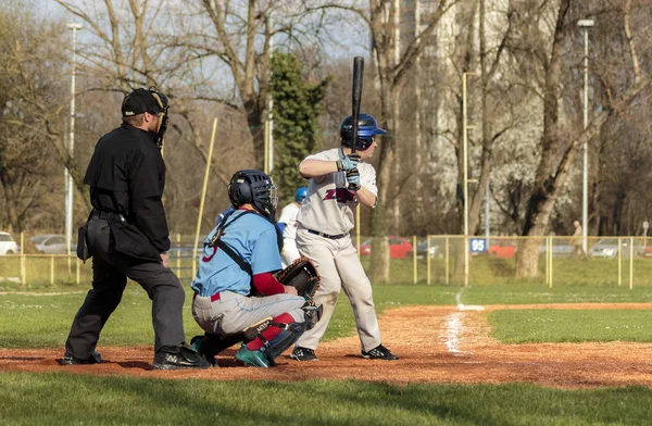 Zagreb Croazia Marzo 2015 Baseball Match Baseball Club Zagabria Jersey — Foto Stock