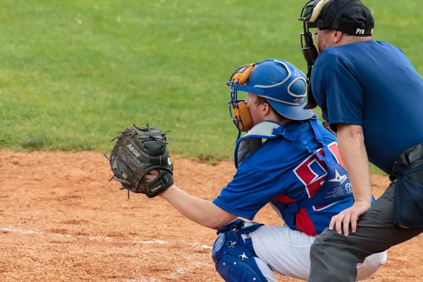 Zagreb Croatia May 2015 Baseball Match Baseball Club Zagreb Blue — Stockfoto