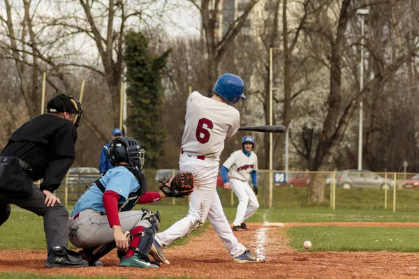 Zagreb Croazia Marzo 2015 Baseball Match Baseball Club Zagabria Baseball — Foto Stock