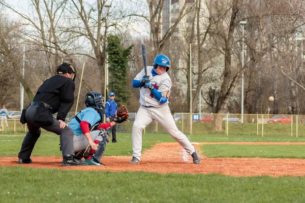 Zagreb Croazia Marzo 2015 Baseball Match Baseball Club Zagabria Baseball — Foto Stock