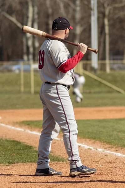 Zágráb Horvátország Március 2015 Baseball Mérkőzés Baseball Club Zágráb Kék — Stock Fotó