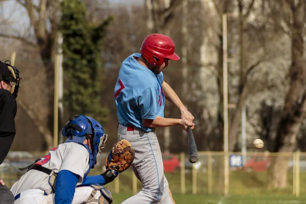 Zagreb Croazia Marzo 2015 Baseball Match Baseball Club Zagabria Baseball — Foto Stock