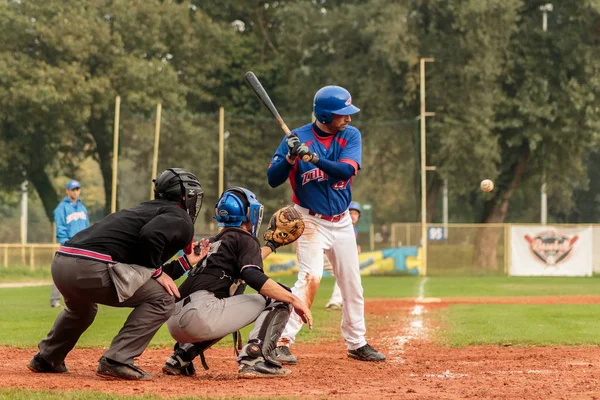 Zagreb Croazia Ottobre 2015 Baseball Match Baseball Club Zagabria Baseball — Foto Stock