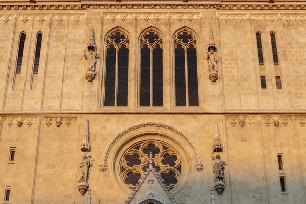 Front Zagreb Cathedral Golden Hour — Stock Photo, Image