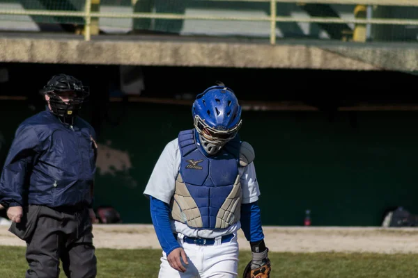 Zagreb Kroatië Maart 2015 Honkbalwedstrijd Baseball Club Zagreb Blauwe Trui — Stockfoto