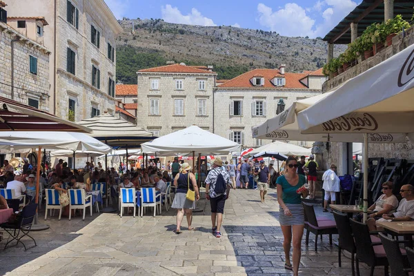 Dubrovnik Croatia August 2015 Locals Tourists Gundulic Square Open Air — Stock Photo, Image