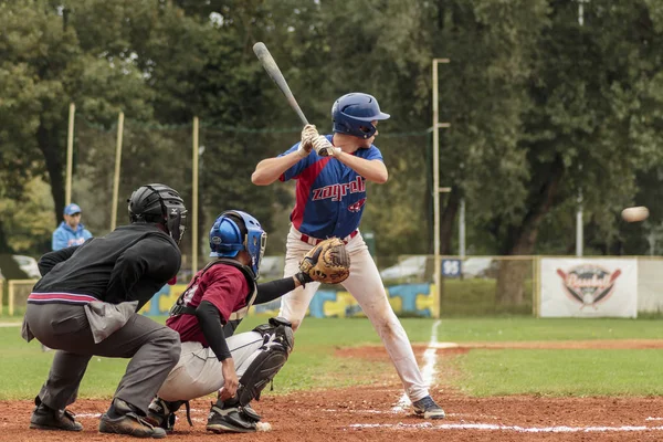 Zagreb Croazia Settembre 2015 Partita Baseball Baseball Club Zagabria Baseball — Foto Stock