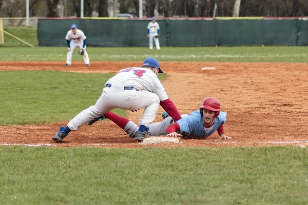 Zagreb Croazia Marzo 2015 Baseball Match Baseball Club Zagabria Jersey — Foto Stock