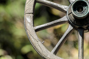 Eski savaş arabasının tekerleği.