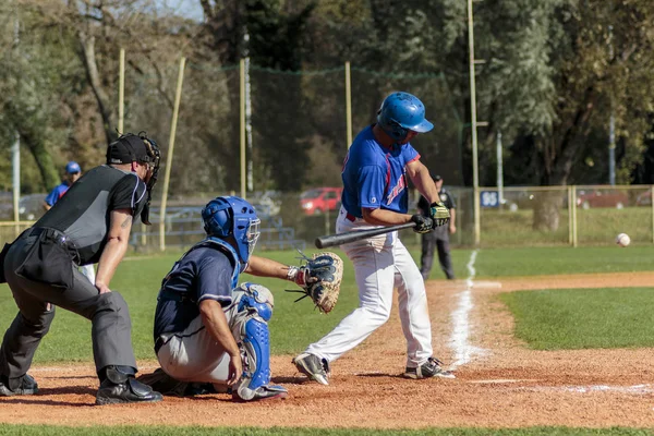 Zagreb Croazia Ottobre 2014 Baseball Match Baseball Club Zagabria Jersey — Foto Stock