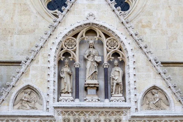 Jesus Escultura Sobre Entrada Catedral Zagreb — Fotografia de Stock