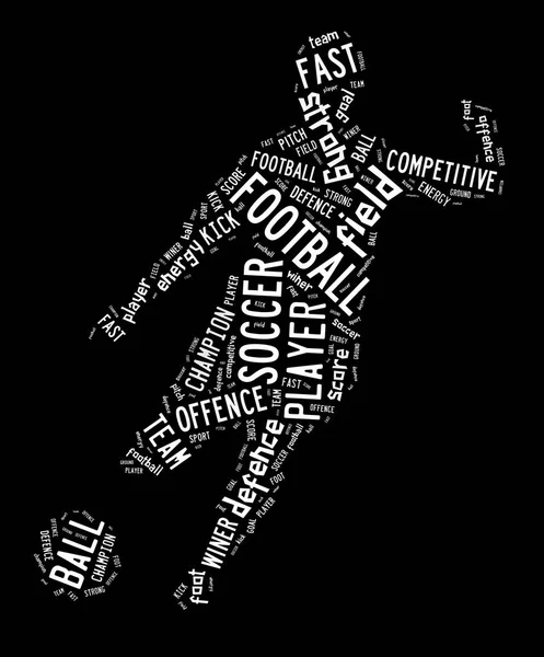 Soccer Football Player Shape Word Cloud — Stock Photo, Image