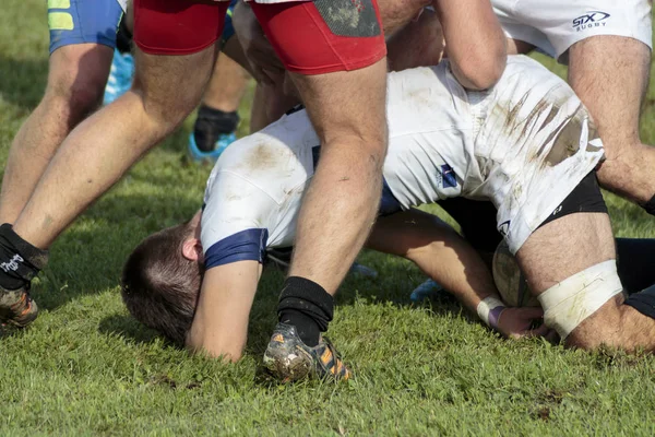 Zagrzeb Chorwacja Września 2014 Rugby Mecz Rugby Club Zagrzeb Białej — Zdjęcie stockowe