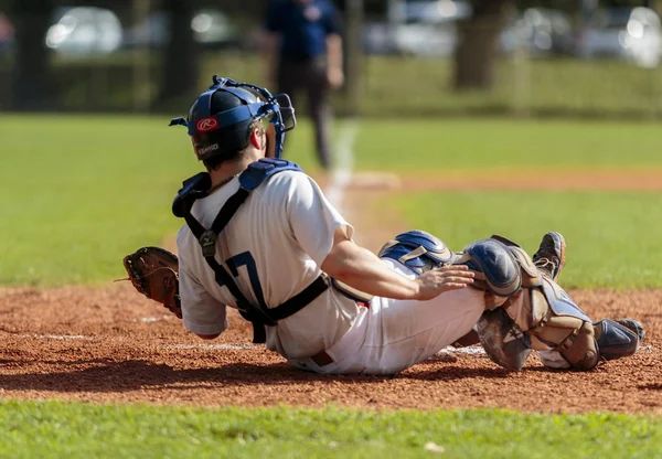 Zagreb Kroatië Oktober 2014 Honkbalwedstrijd Baseball Club Zagreb Witte Trui — Stockfoto