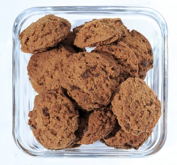 Galletas Chocolate Tazón Vidrio — Foto de Stock