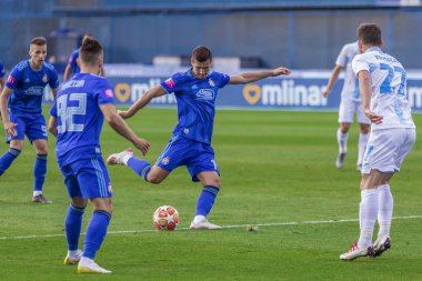 Zagreb, Hırvatistan-13 Temmuz 2019: Hırvat Ligi Supercup, GNK Dinamo vs. HNK Rijeka. Eylem Amer Gojak (14)