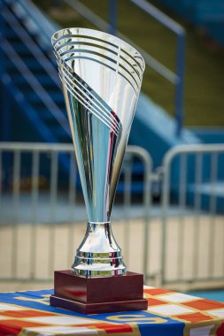 Zagreb, Hırvatistan-13 Temmuz 2019: Hırvat Ligi Supercup, GNK Dinamo vs. HNK Rijeka. Supercup kupa