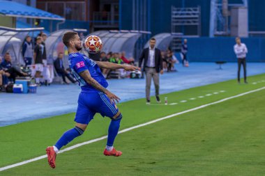 Zagreb, Hırvatistan-13 Temmuz 2019: Hırvat Ligi Supercup, GNK Dinamo vs. HNK Rijeka. Eylem Petar Stojanovic (30)