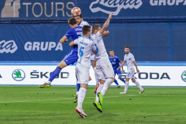 Zagreb, Hırvatistan-13 Temmuz 2019: Hırvat Ligi Supercup, GNK Dinamo vs. HNK Rijeka. Oyuncular eylem 