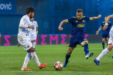 Zagreb, Hırvatistan - 30 Temmuz 2019: Uefa Şampiyonlar Ligi ikinci ön eleme turu, Gnk Dinamo vs. F.C. Saburtalo. Eylem Mislav Orsic (99)