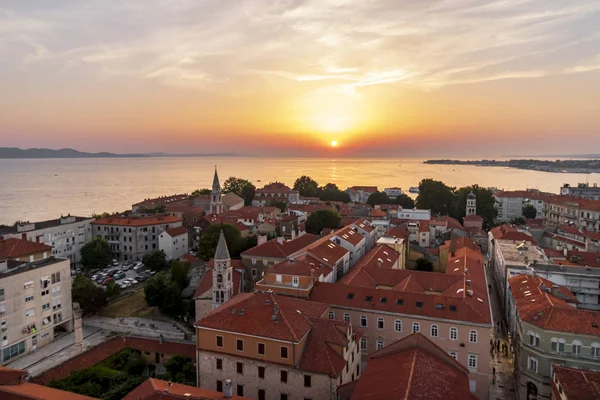 Zonsondergang Het Oude Deel Van Zadar Kroatië Zadar Beroemd Zijn — Stockfoto