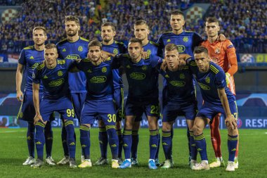 Zagreb, Hırvatistan - 21 Ağustos 2019: Uefa Şampiyonlar Play Off'lar 1. Rosenborg Bk. Gnk Dinamo oyuncu kadrosu