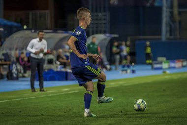 Zagreb, Hırvatistan - 21 Ağustos 2019: Uefa Şampiyonlar Play Off'lar 1. Rosenborg Bk. Eylem Dani Olmo (7)