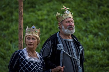 Koprivnica, Hırvatistan - 23 Ağustos 2019: Koprivnica, Hırvatistan'da Rönesans festivali. Avrupa'nın en büyük rönesans festivallerinden biri. Kral ve Kraliçe Rönesans Festivali'nde 